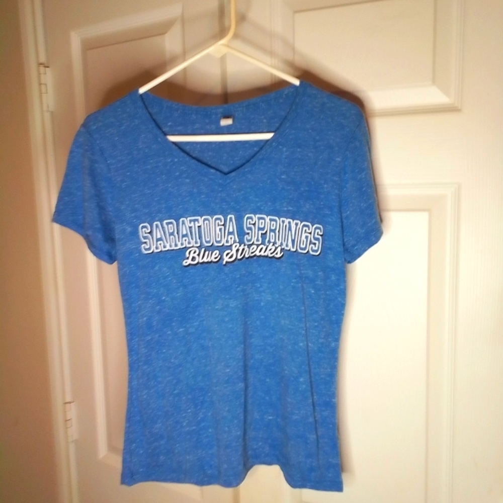 💕 3/$15 Jerzees Saratoga Springs Blue V Neck Tee M